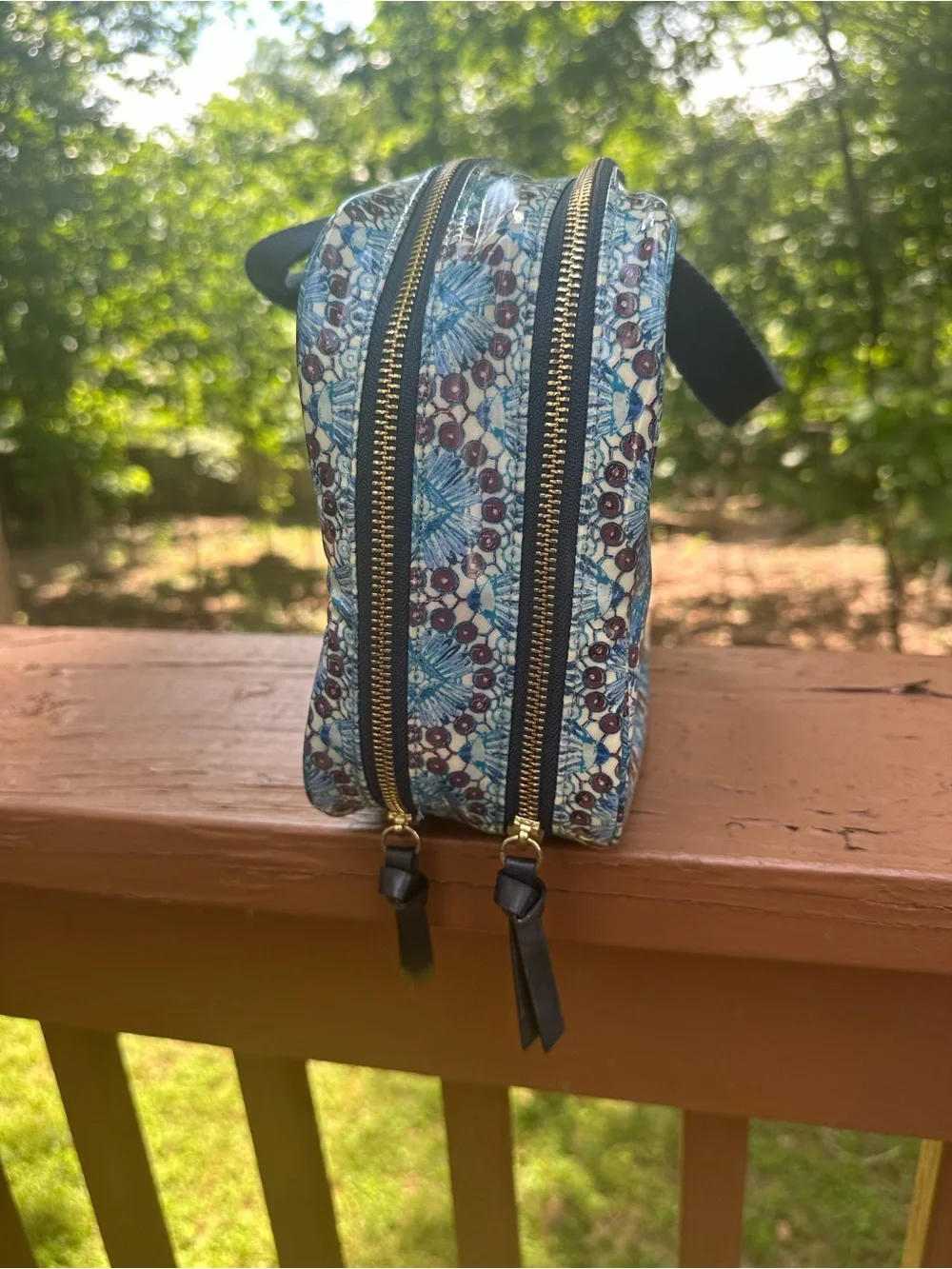 Tory Burch blue cosmetic bag